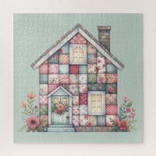 Falsches Patchwork Cottagecore Blumenhaus Puzzle