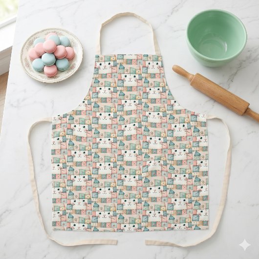Falsches Patchwork-Pastell-Kitty-Cottage Schürze