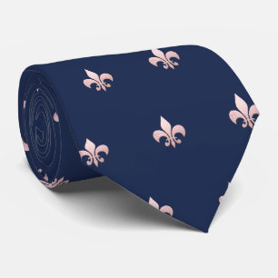 Falsches Roségold Fleur de Lis DIY Navy Blau Krawatte