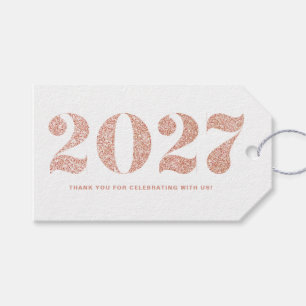 Falsches Roségold-Glimmer 2024-Typografie Neujahr Geschenkanhänger