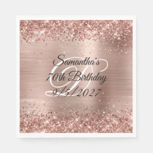 Falsches Roségold-Glimmer und Folie 70. Geburtstag Serviette