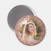 Falsches Roségold-Glitter-Foto Magnet (Vorderseite/Rückseite)