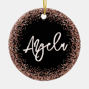Falsches Roségold-Glitter Schwarz Foto Keramik Ornament