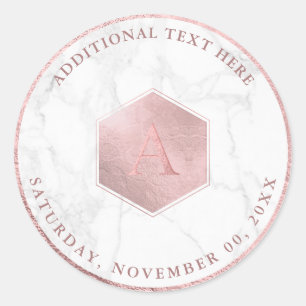 Falsches Roségold-Wabenmuster, Monogramm A-Z Runder Aufkleber