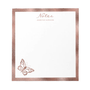 Falsches Rosen-Goldfolien-Schmetterling & Benutzer Notizblock