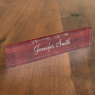 Falsches Rot Holz Namensplakette