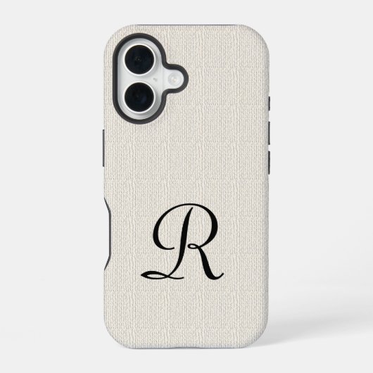 Falsches Rustikales Monogramm aus Jute iPhone 16 Hülle (Rückseite)