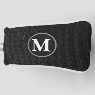 Falsches schwarzes Alligator-Krokodil-Leder Monogr Golf Headcover