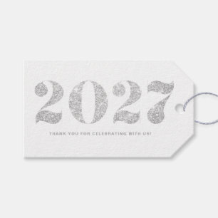 Falsches Silber-Glitter 2024-Typografie Frohes Neu Geschenkanhänger