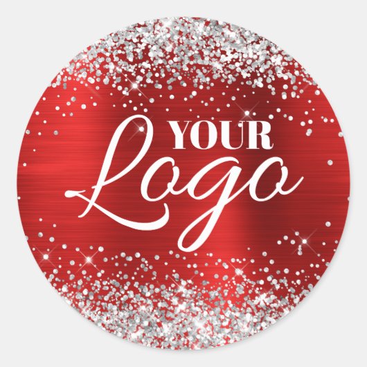 Falsches Silber-Glitter Roter Folien-Logo Runder Aufkleber (Vorderseite)