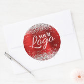 Falsches Silber-Glitter Roter Folien-Logo Runder Aufkleber (Umschlag)
