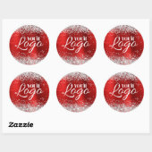 Falsches Silber-Glitter Roter Folien-Logo Runder Aufkleber (Blatt)