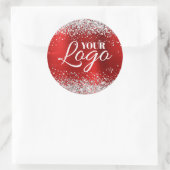 Falsches Silber-Glitter Roter Folien-Logo Runder Aufkleber (Tasche)