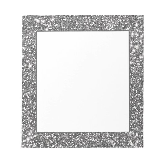 Falsches Silber-Grau-Glitter-Textur-Design Notizblock (Vorderseite)