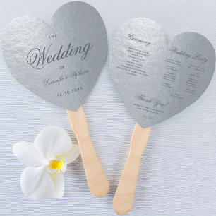 Falsches Silber-Grau-Kalligrafie-Herz-Hochzeitspro Fächer