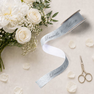Falsches silbernes metallisches elegantes graues S Satinband