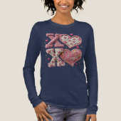 Falsches Strickdesign XOXO Valentinstag Langarm Tri-Blend Shirt (Vorderseite)