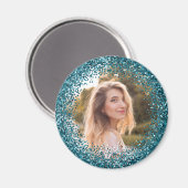 Falsches Türkis Glitter-Foto Magnet (Vorderseite/Rückseite)