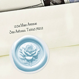 Falsches Wachssiegel Blaue Rose Tiefer Eindruck Runder Aufkleber