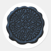 Falsches Wachssiegel, Navyblau Runder Aufkleber (Vorderseite)