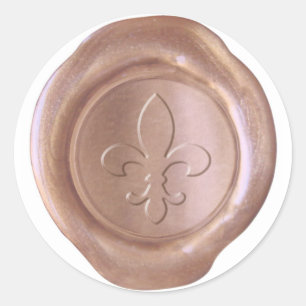 Falsches Wachssiegel - Roségold - Fleur De Lis Runder Aufkleber