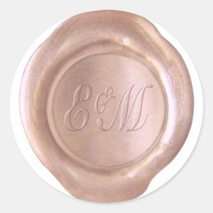 Falsches Wachssiegel - Rosen Gold - E&M_Custom Runder Aufkleber
