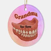 False Teeth Grandma Keramik Ornament (Links)