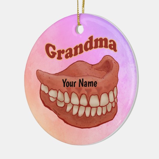 False Teeth Grandma Keramik Ornament (Links)