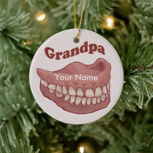 False Teeth Grandpa Keramik Ornament (Baum)