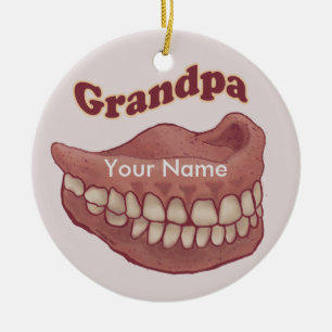 False Teeth Grandpa Keramik Ornament