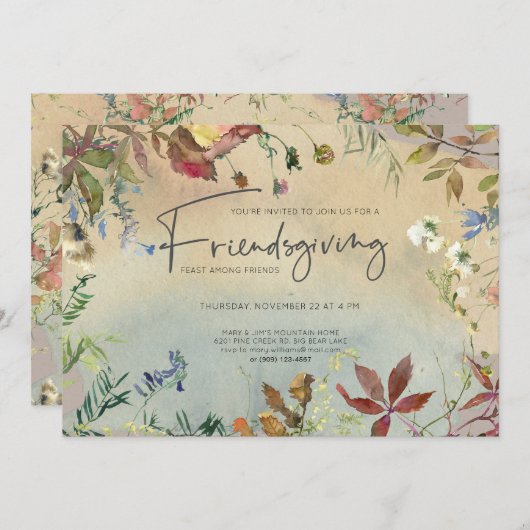 FALSFALL | Wasserfarbenfreundes Fest Einladung (Vorne/Hinten)