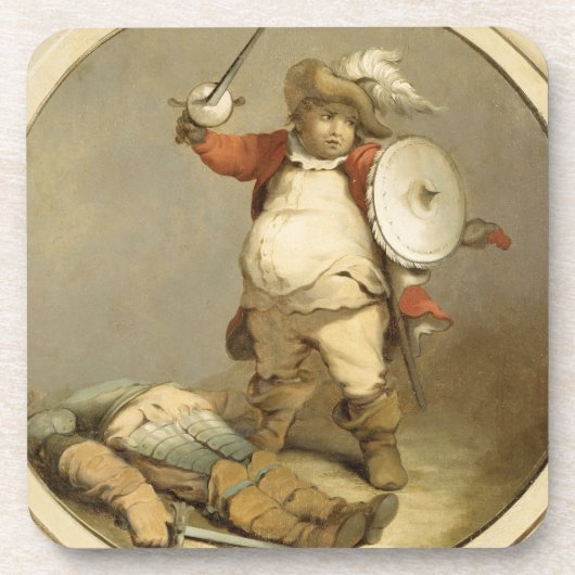 Falstaff mit dem Körper von Hotspur, c.1786 (Öl an Getränkeuntersetzer (Vorderseite)