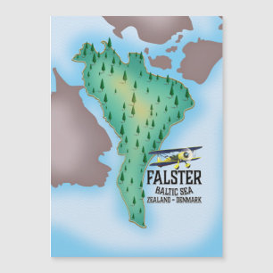 Falster Island Denmark Reiseplakat. Magnetkarte