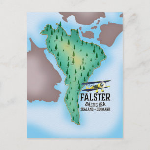 Falster Island Denmark Reiseplakat. Postkarte