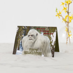 Falt Grußkarte Bigfoot, Sasquatch, durch den Wald Karte