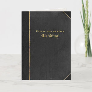 Faltbare schwarze Vintage-Buch-Hochzeitseinladung Einladung