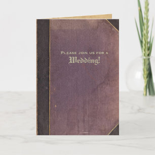 Faltbare Vintage-Lila-Buch-Foto-Hochzeits-Einladun Einladung