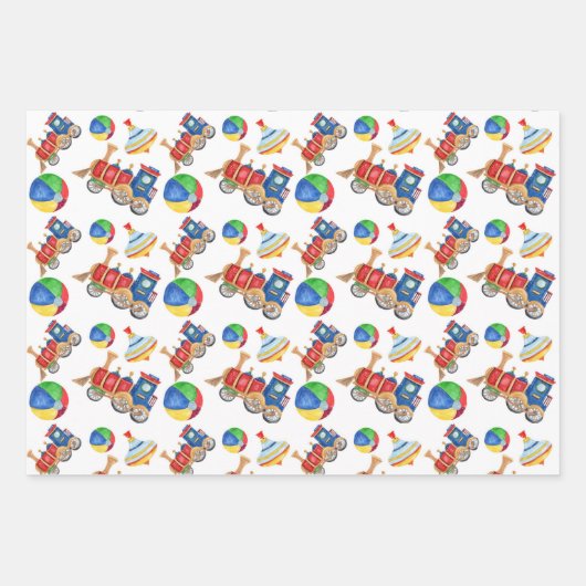 Faltblatt für das bunte Spielzeug von Jungen Geschenkpapier Set (Vorderseite)