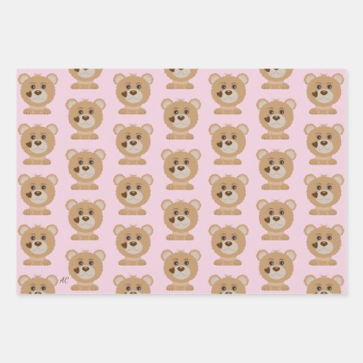 Faltblatt für das niedliche Bärenmuster Babydusche Geschenkpapier Set (Vorderseite 2)