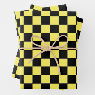 Faltblatt für die schwarz-gelbe Checkerboard-Umran Geschenkpapier Set