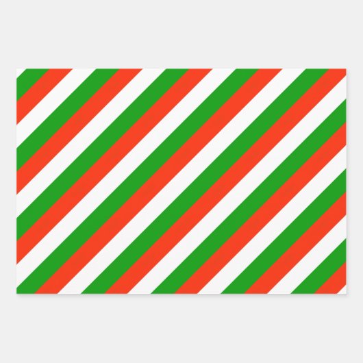 Faltblatt für rote, grüne und weiße Streifen Geschenkpapier Set (Vorderseite 3)