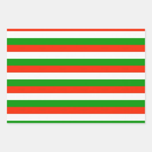 Faltblatt für rote, grüne und weiße Streifen Geschenkpapier Set (Vorderseite 2)