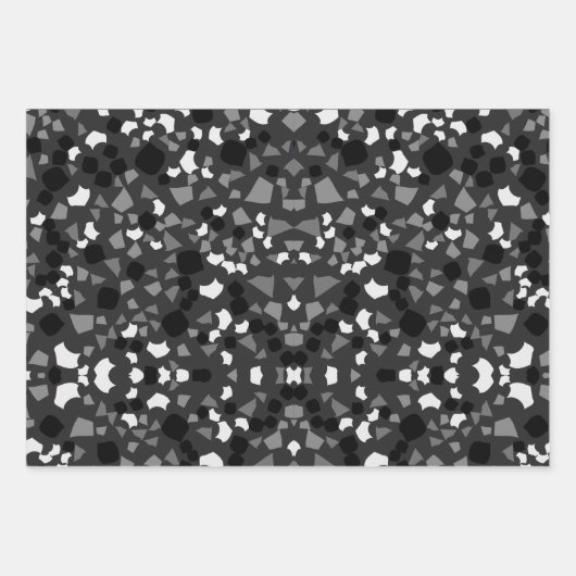 Faltblatt für schwarz-weiße Terrazzo Geschenkpapier Set (Vorderseite 2)
