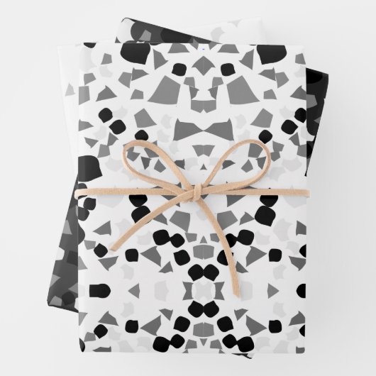 Faltblatt für schwarz-weiße Terrazzo Geschenkpapier Set (Beispiel)