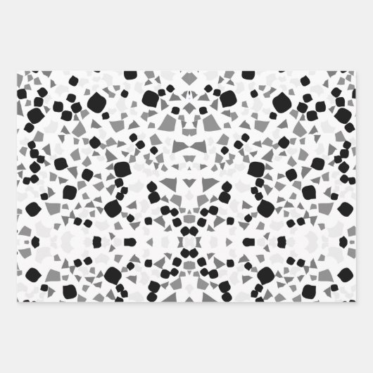 Faltblatt für schwarz-weiße Terrazzo Geschenkpapier Set (Vorderseite)