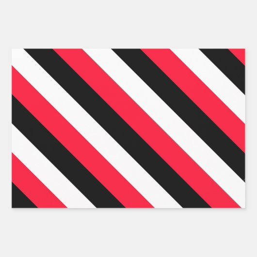 Faltblatt für schwarze, weiße und rote Streifen Geschenkpapier Set (Vorderseite 2)