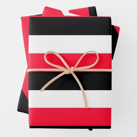 Faltblatt für schwarze, weiße und rote Streifen Geschenkpapier Set (Beispiel)