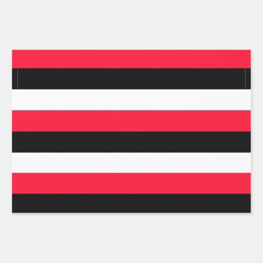 Faltblatt für schwarze, weiße und rote Streifen Geschenkpapier Set (Vorderseite)