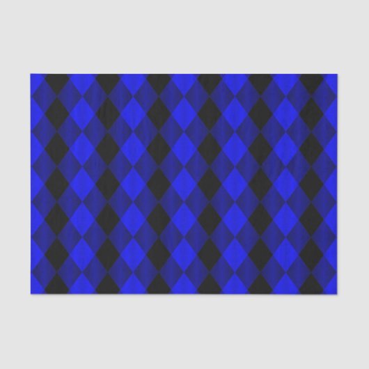 Faltblatt Harlequin-Blau-Schwarz-GEWEBE Seidenpapier (Vorderseite)