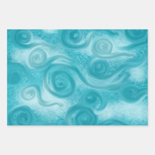 Faltblatt Set 3pc Abstrakt Blue Green Geschenkpapier Set (Vorderseite)